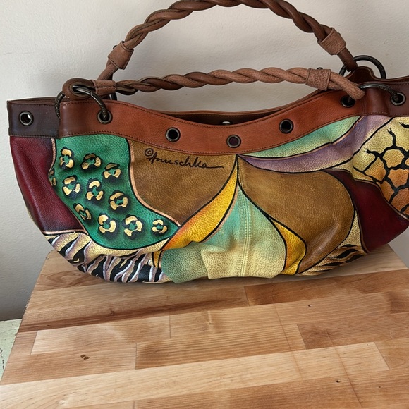 Anuschka Leather Bag with Purple and Brown Details - Picture 2 of 14